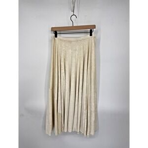 Shirain A-Line Knee Length Skirt Women's Size Medium‎ Beige Pleated Pull On